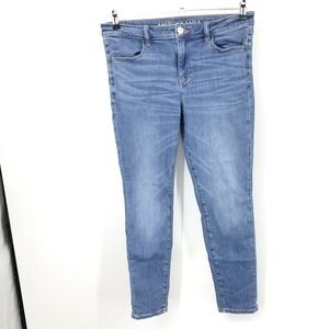American Eagle Women Size 14 Jeans Light Wash Pants Jegging Skinny Stretch High